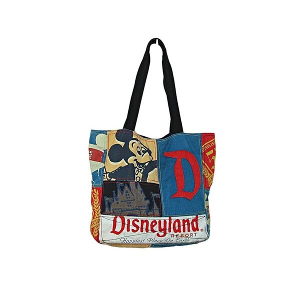 Walt Disney World Parks The Happiest Place on Earth Patchwork Tote Bag Rare - Picture 3 of 16